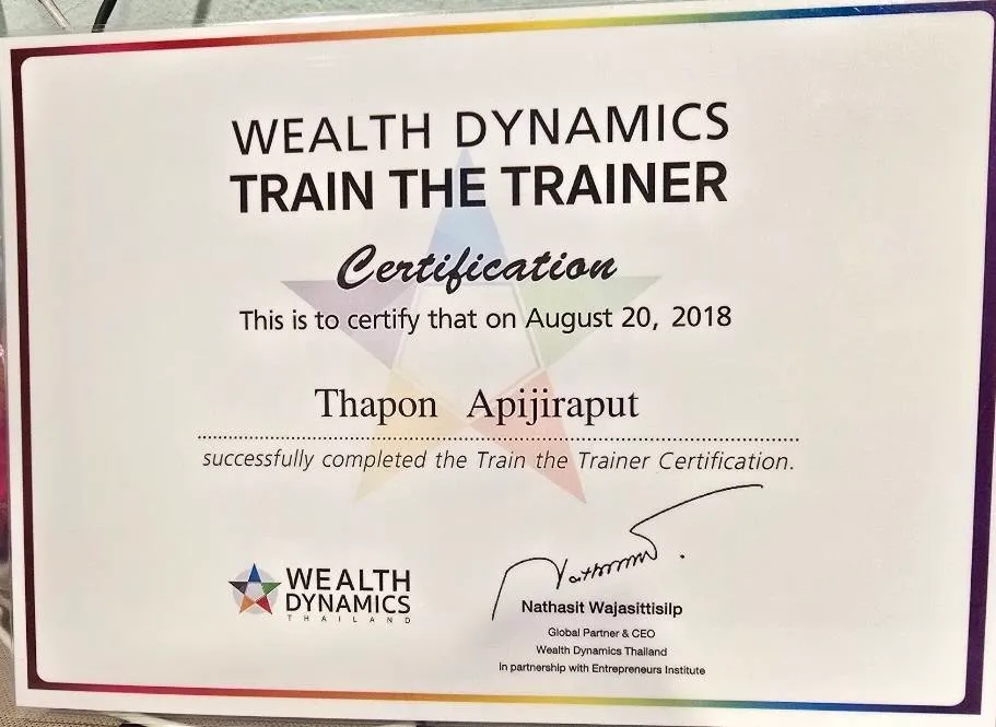 ใบรับรองหลักสูตรอบรมองค์กร train the trainer โดย pitching for life