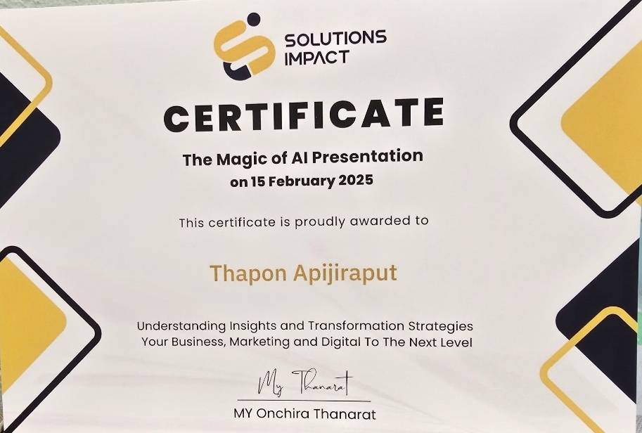 ใบรับรองหลักสูตรอบรมองค์กร train the trainer โดย pitching for life